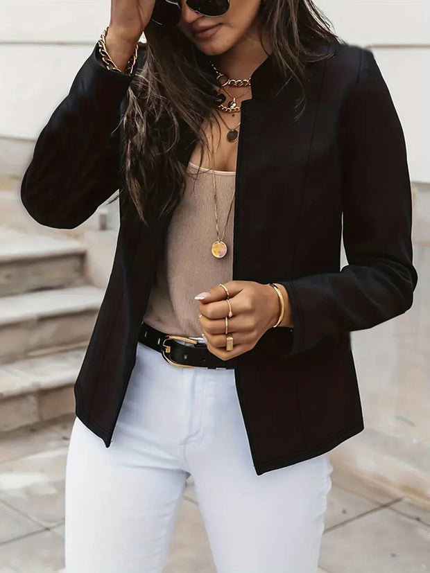 Fashion Solid Color Stand Collar Long Sleeve Women's Clothing Jacket